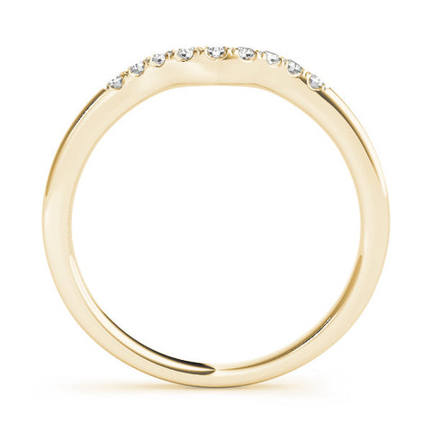 Yellow gold Curved Diamond Wedding Band with Round Cut Stones and Shared Prong Setting 1