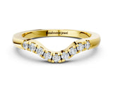 Yellow gold Curved Diamond Wedding Band with Round Cut Stones and Shared Prong Setting_2