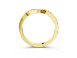 Yellow gold Curved Diamond Wedding Band with Round Cut Stones and Shared Prong Setting_5
