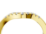 Yellow gold Curved Diamond Wedding Band with Round Cut Stones and Shared Prong Setting_6
