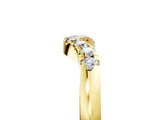 Yellow gold Curved Diamond Wedding Band with Round Cut Stones and Shared Prong Setting_7