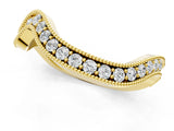 Yellow gold Curved Milgrain Round Diamond Pavé Wedding Band_15