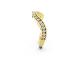 Yellow gold Curved Milgrain Round Diamond Pavé Wedding Band_16