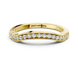 Yellow gold Curved Pavé Diamond Milgrain Band with Round Brilliant Stones_4