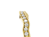 Yellow gold Curved Pavé Diamond Milgrain Band with Round Brilliant Stones_9