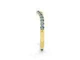 Yellow gold Curved Pavé Round Aquamarine Wedding Band with Shared Prong Setting_8