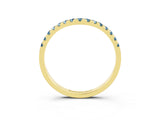 Yellow gold Curved Pavé Round Aquamarine Wedding Band with Shared Prong Setting_9