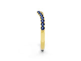 Yellow gold Curved Pavé Round Blue Sapphire Wedding Band with Shared Prong Setting_8