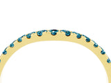 Yellow gold Curved Pavé Round Blue Topaz Wedding Band with Shared Prong Setting_10