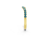 Yellow gold Curved Pavé Round Blue Topaz Wedding Band with Shared Prong Setting_8
