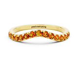 Yellow gold Curved Pavé Round Citrine Wedding Band with Shared Prong Setting_6