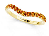 Yellow gold Curved Pavé Round Citrine Wedding Band with Shared Prong Setting_7
