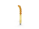 Yellow gold Curved Pavé Round Citrine Wedding Band with Shared Prong Setting_8
