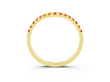 Yellow gold Curved Pavé Round Citrine Wedding Band with Shared Prong Setting_9