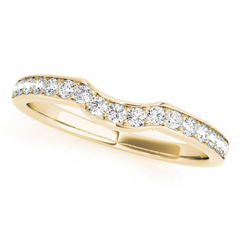 Yellow gold Curved Pavé Round Diamond Contour Band