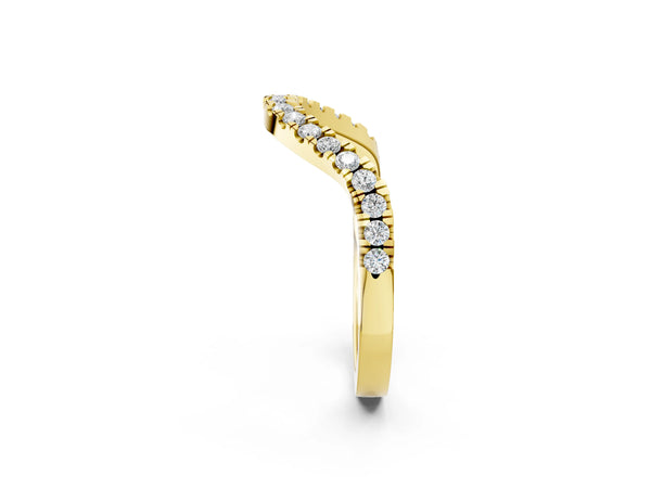 Yellow gold Curved Pavé Round Diamond Eternity Band with Shared Prong Setting
