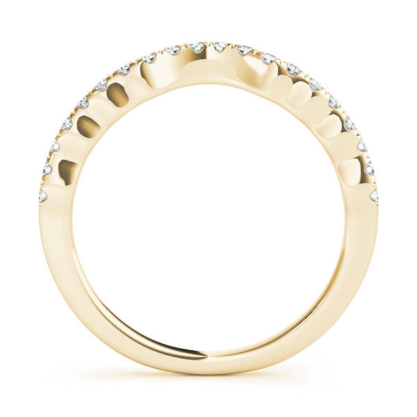 Yellow gold Curved Pavé Round Diamond Eternity Band with U-Prong Setting 1