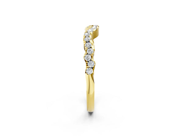 Yellow gold Curved Pavé Round Diamond Eternity Band with U-Prong Setting
