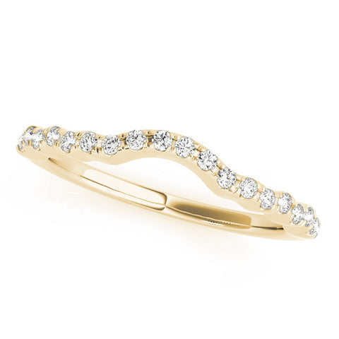 Yellow gold Curved Pavé Round Diamond Eternity Band with U-Prong Setting