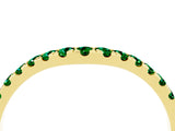 Yellow gold Curved Pavé Round Emerald Wedding Band with Shared Prong Setting_10