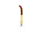 Yellow gold Curved Pavé Round Garnet Wedding Band with Shared Prong Setting_8