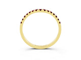 Yellow gold Curved Pavé Round Garnet Wedding Band with Shared Prong Setting_9