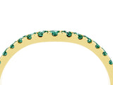 Yellow gold Curved Pavé Round Green Sapphire Wedding Band with Shared Prong Setting_10
