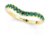 Yellow gold Curved Pavé Round Green Sapphire Wedding Band with Shared Prong Setting_7