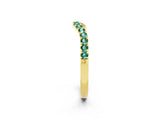 Yellow gold Curved Pavé Round Green Sapphire Wedding Band with Shared Prong Setting_8