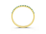 Yellow gold Curved Pavé Round Green Sapphire Wedding Band with Shared Prong Setting_9