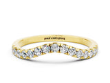 Yellow gold Curved Pavé Round Moissanite Wedding Band with Shared Prong Setting_6