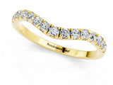 Yellow gold Curved Pavé Round Moissanite Wedding Band with Shared Prong Setting_7