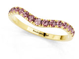 Yellow gold Curved Pavé Round Morganite Wedding Band with Shared Prong Setting_7