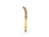 Yellow gold Curved Pavé Round Morganite Wedding Band with Shared Prong Setting_8