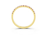 Yellow gold Curved Pavé Round Morganite Wedding Band with Shared Prong Setting_9