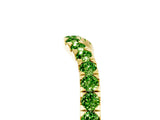 Yellow gold Curved Pavé Round Peridot Wedding Band with Shared Prong Setting_11