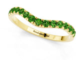 Yellow gold Curved Pavé Round Peridot Wedding Band with Shared Prong Setting_7
