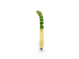 Yellow gold Curved Pavé Round Peridot Wedding Band with Shared Prong Setting_8