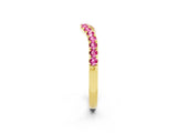 Yellow gold Curved Pavé Round Pink Sapphire Wedding Band with Shared Prong Setting_20