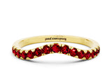 Yellow gold Curved Pavé Round Ruby Wedding Band with Shared Prong Setting_6