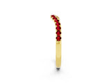 Yellow gold Curved Pavé Round Ruby Wedding Band with Shared Prong Setting_8