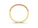 Yellow gold Curved Pavé Round Ruby Wedding Band with Shared Prong Setting_9