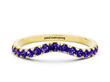 Yellow gold Curved Pavé Round Tanzanite Wedding Band with Shared Prong Setting_6