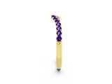 Yellow gold Curved Pavé Round Tanzanite Wedding Band with Shared Prong Setting_8