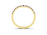 Yellow gold Curved Pavé Round Tanzanite Wedding Band with Shared Prong Setting_9
