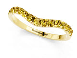 Yellow gold Curved Pavé Round Yellow Sapphire Wedding Band with Shared Prong Setting_19