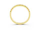 Yellow gold Curved Pavé Round Yellow Sapphire Wedding Band with Shared Prong Setting_21