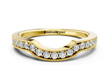 Yellow gold Curved Round Diamond Band with Milgrain Pavé Setting_4