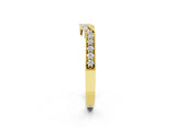 Yellow gold Curved Round Diamond Band with Milgrain Pavé Setting_6