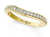 Yellow gold Curved Round Diamond Band with Pavé Setting_3